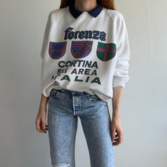 1980s Forenza Cortina Ski Area Italia - Front and Back - Polo Sweatshirt - Stained!