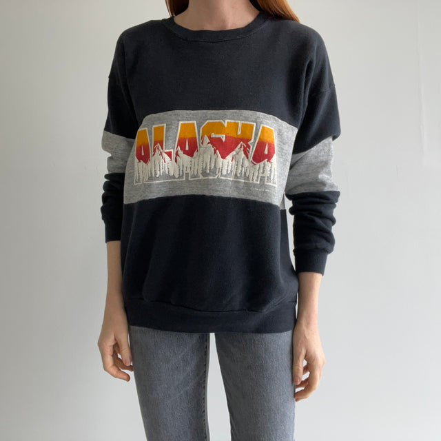 1980s Alaska Color Block Sweatshirt - Yes Please