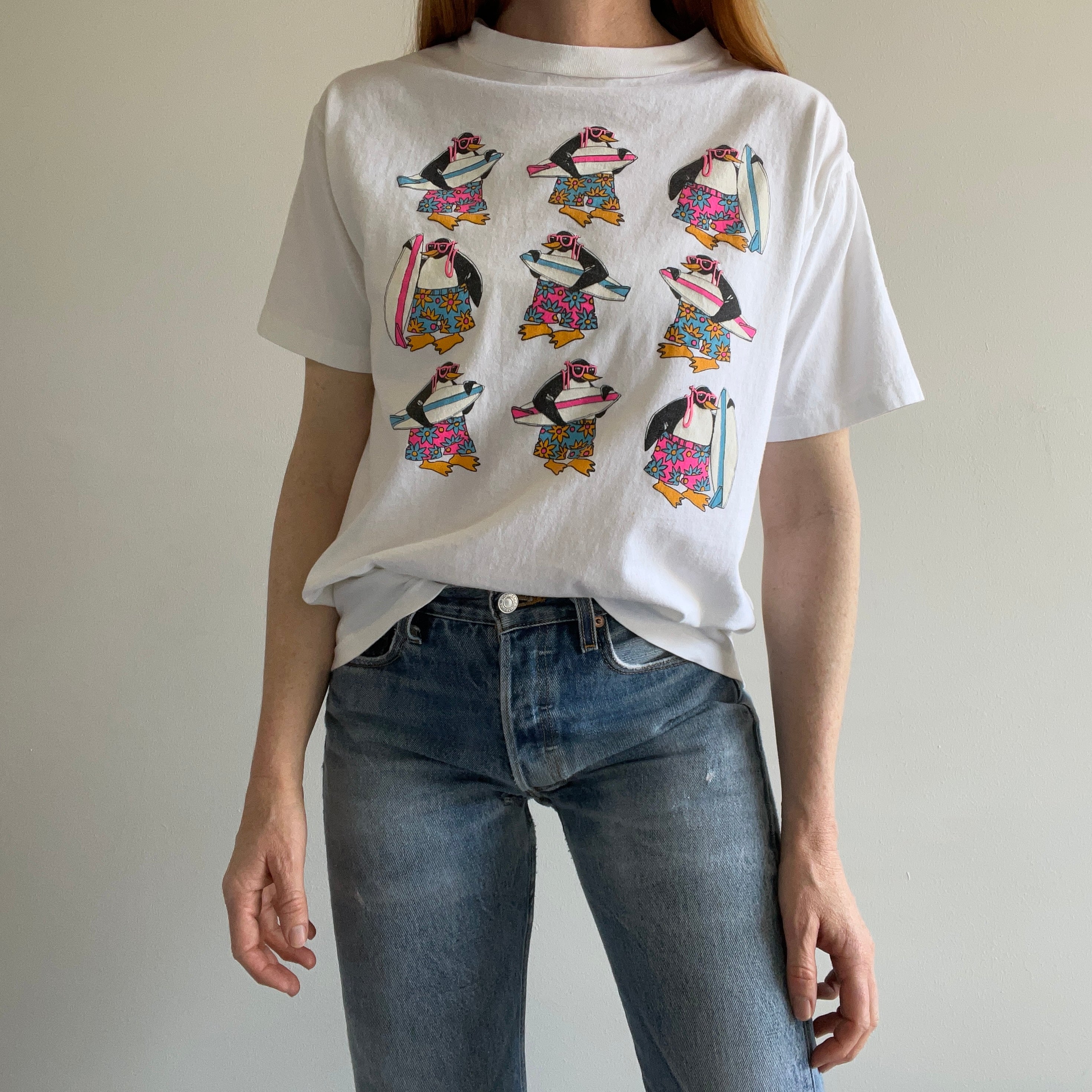 1980/90s Surfer Penguins in Sunnies T-Shirt