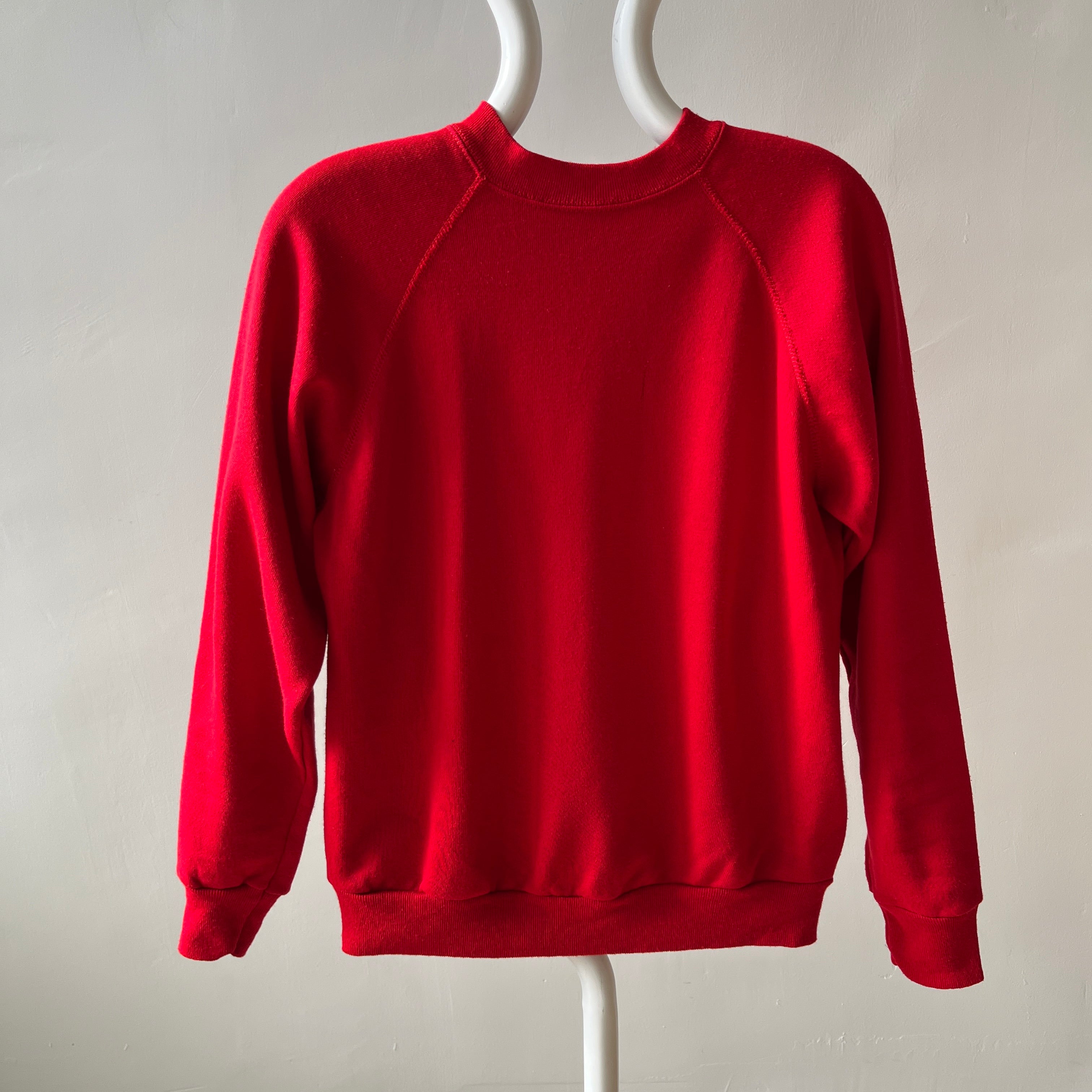 1980s Super Soft Bright Red Raglan Sweatshirt