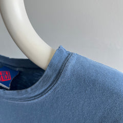 1990s Dusty Blue Cotton T-Shirt with Larger Short Sleeves