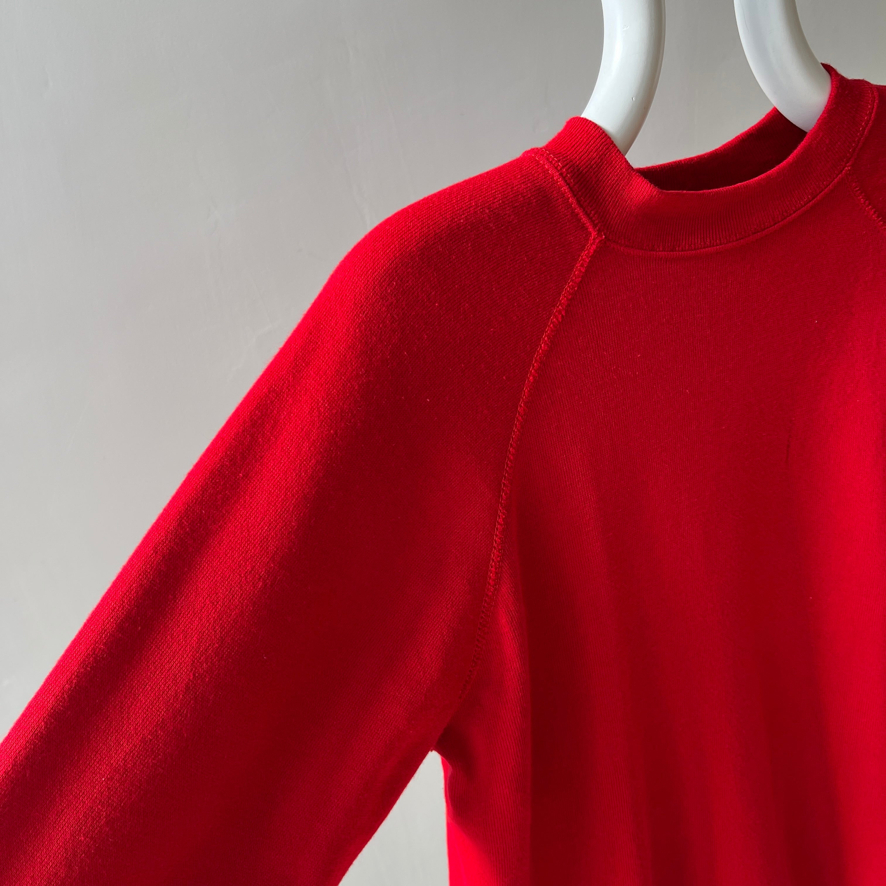 1980s Super Soft Bright Red Raglan Sweatshirt