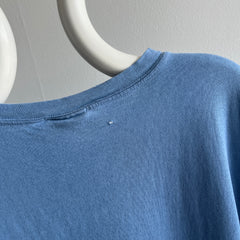 1990s Dusty Blue Cotton T-Shirt with Larger Short Sleeves