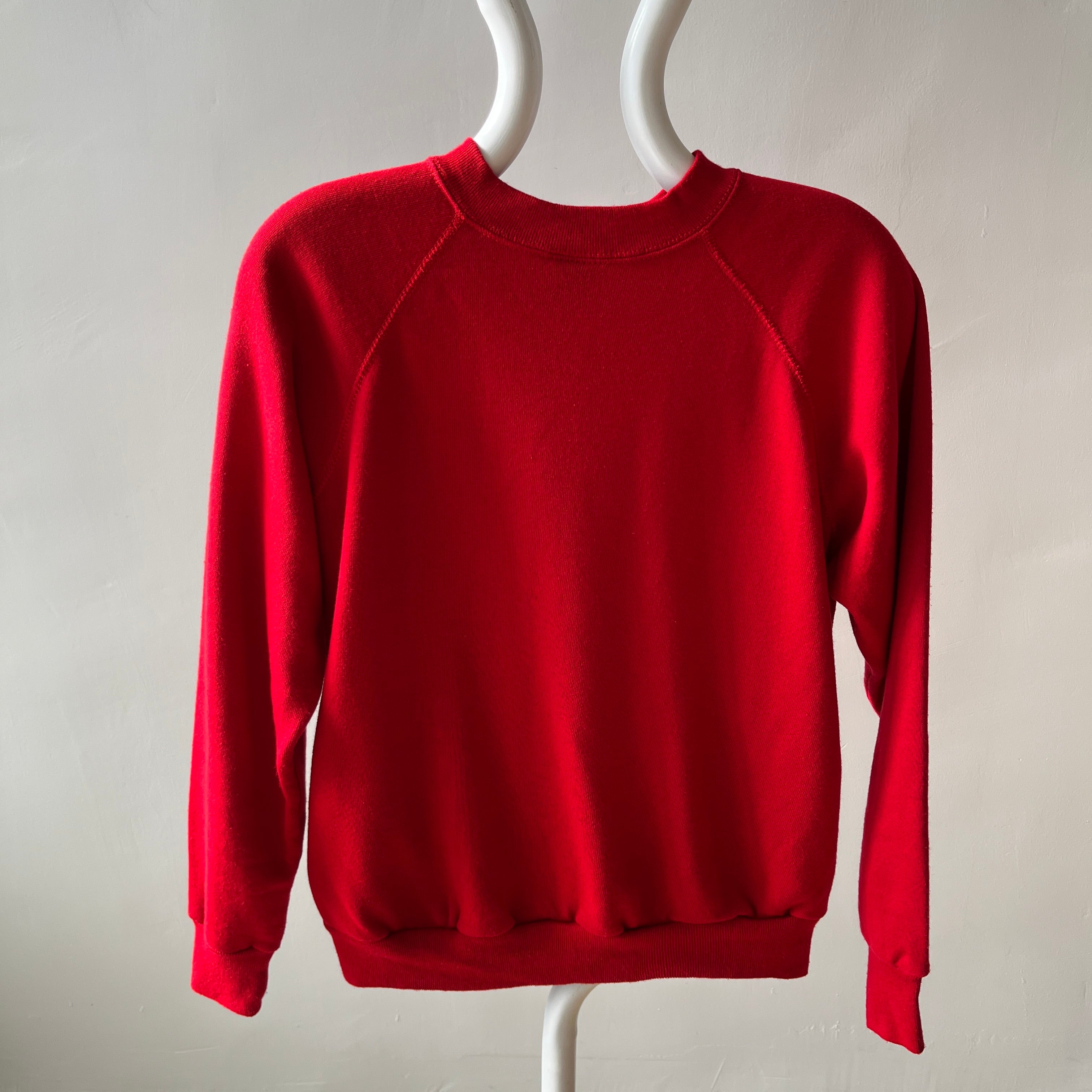 1980s Super Soft Bright Red Raglan Sweatshirt