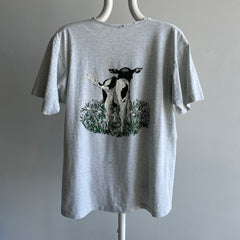 1980s Front and Back Cow T-Shirt with a Cut Neck - !!!!