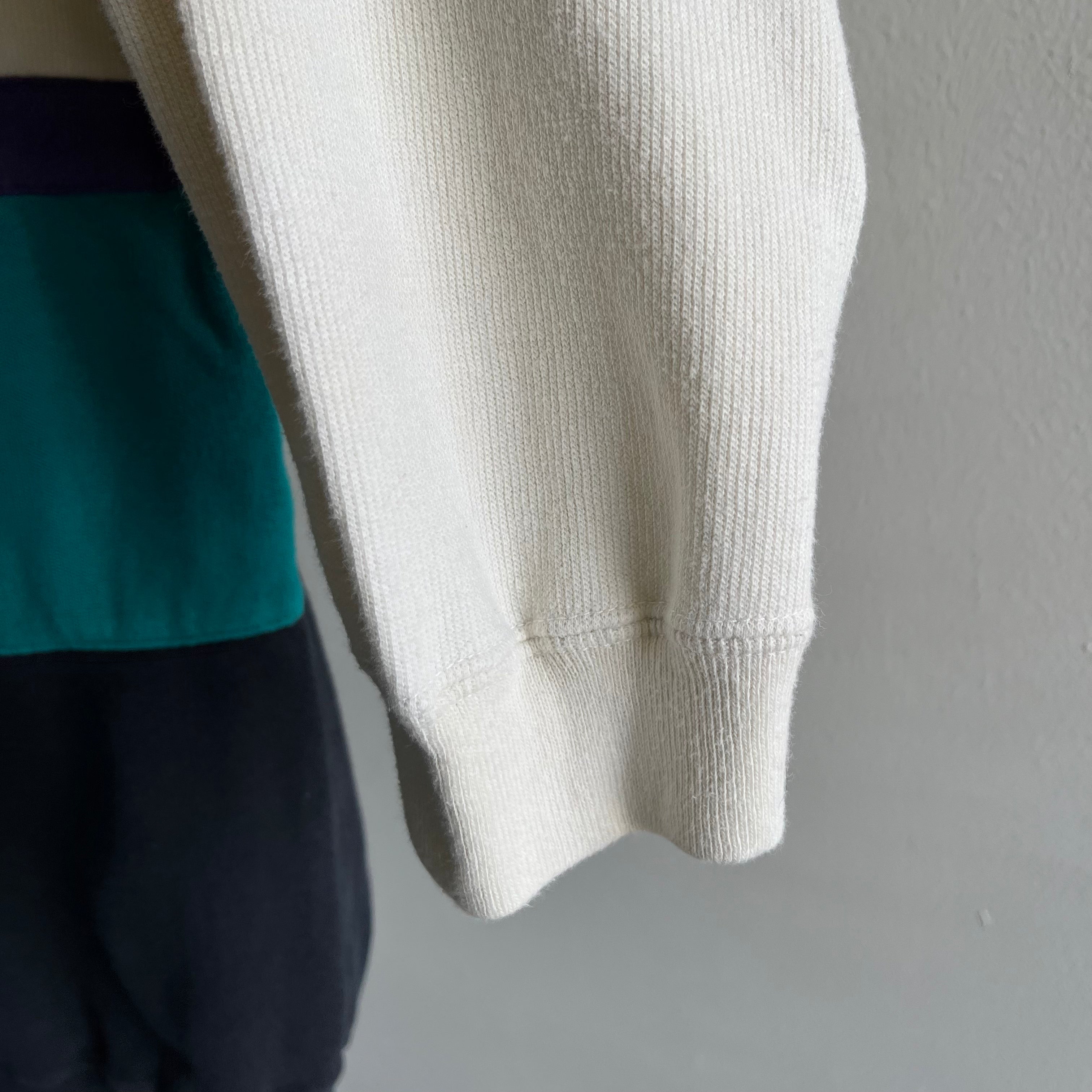 1990s !!!!!!!!!! Cotton Knit Collared Color Block Sweater/Sweatshirt