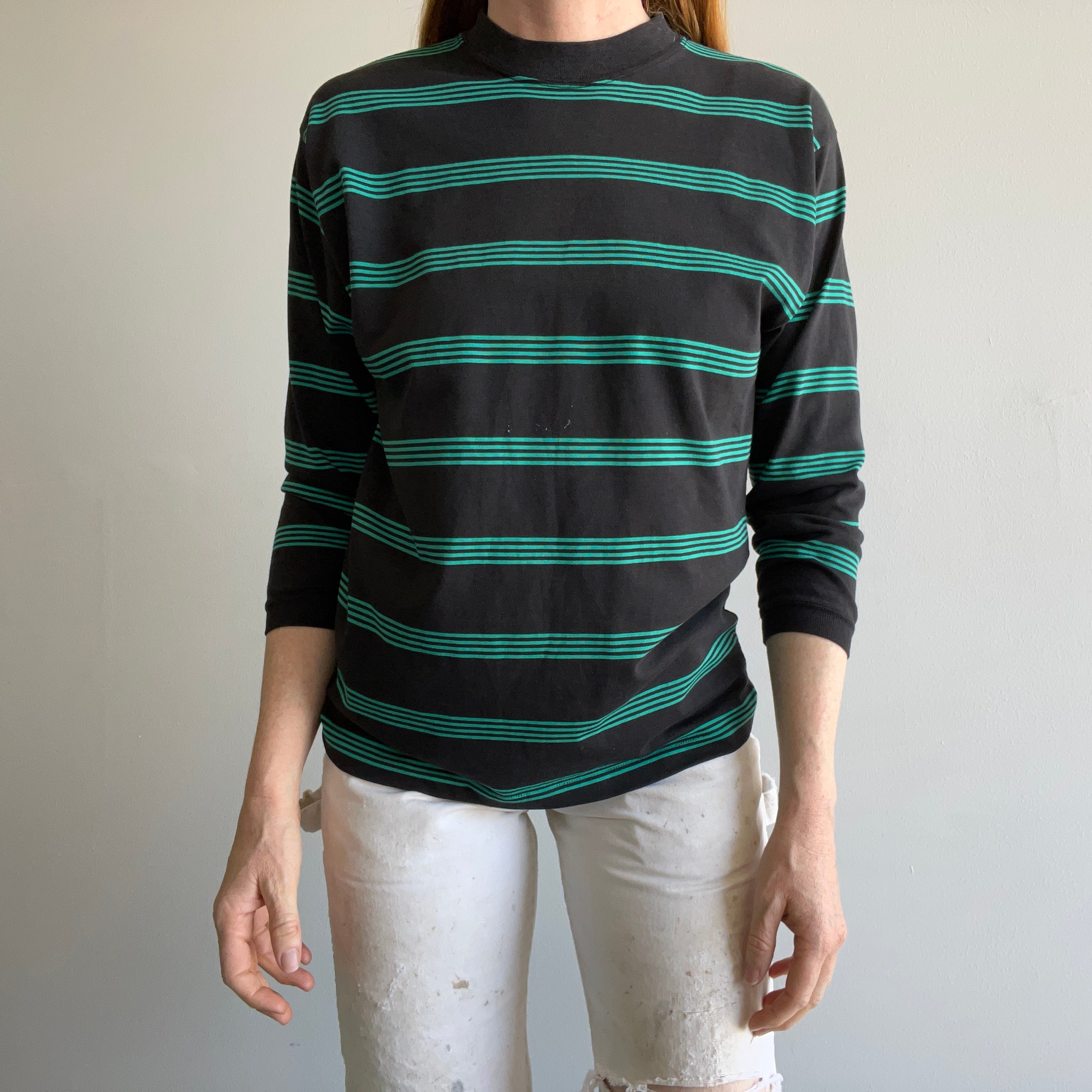 1980s Lee Brand Striped 3/4 Sleeve T-Shirt - YES PLEASE