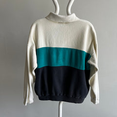 1990s !!!!!!!!!! Cotton Knit Collared Color Block Sweater/Sweatshirt