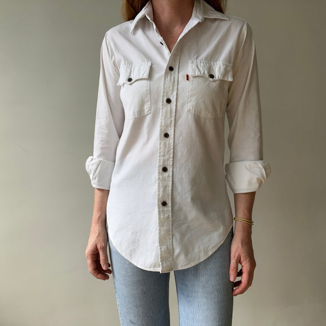 1970/80s Thin White Cotton Cowboy Shirt by Levi's