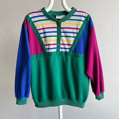 1980s Color Block Bonanza Henley Sweatshirt