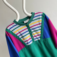 1980s Color Block Bonanza Henley Sweatshirt