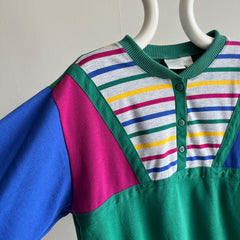 1980s Color Block Bonanza Henley Sweatshirt