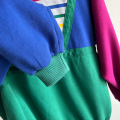 1980s Color Block Bonanza Henley Sweatshirt