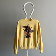 1980/90s Pheasants Buttery Yellow Sweatshirt