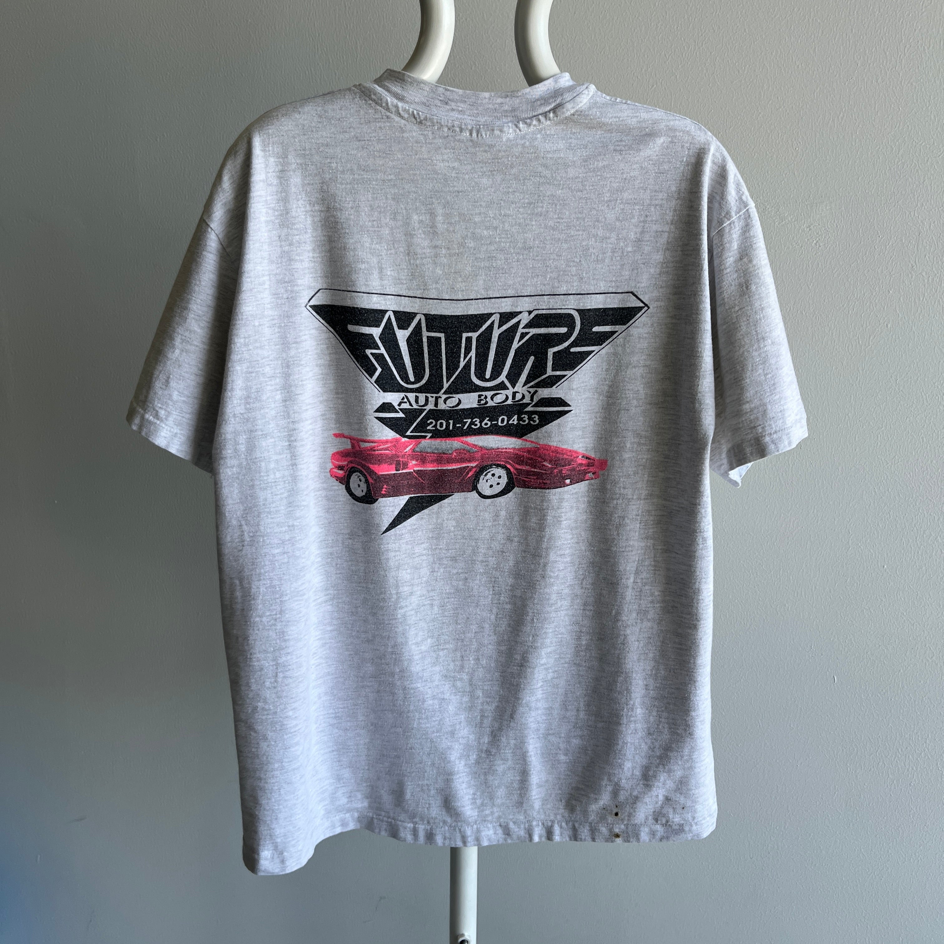 1980s Future Auto Body Cotton T-Shirt with an Excellent Backside