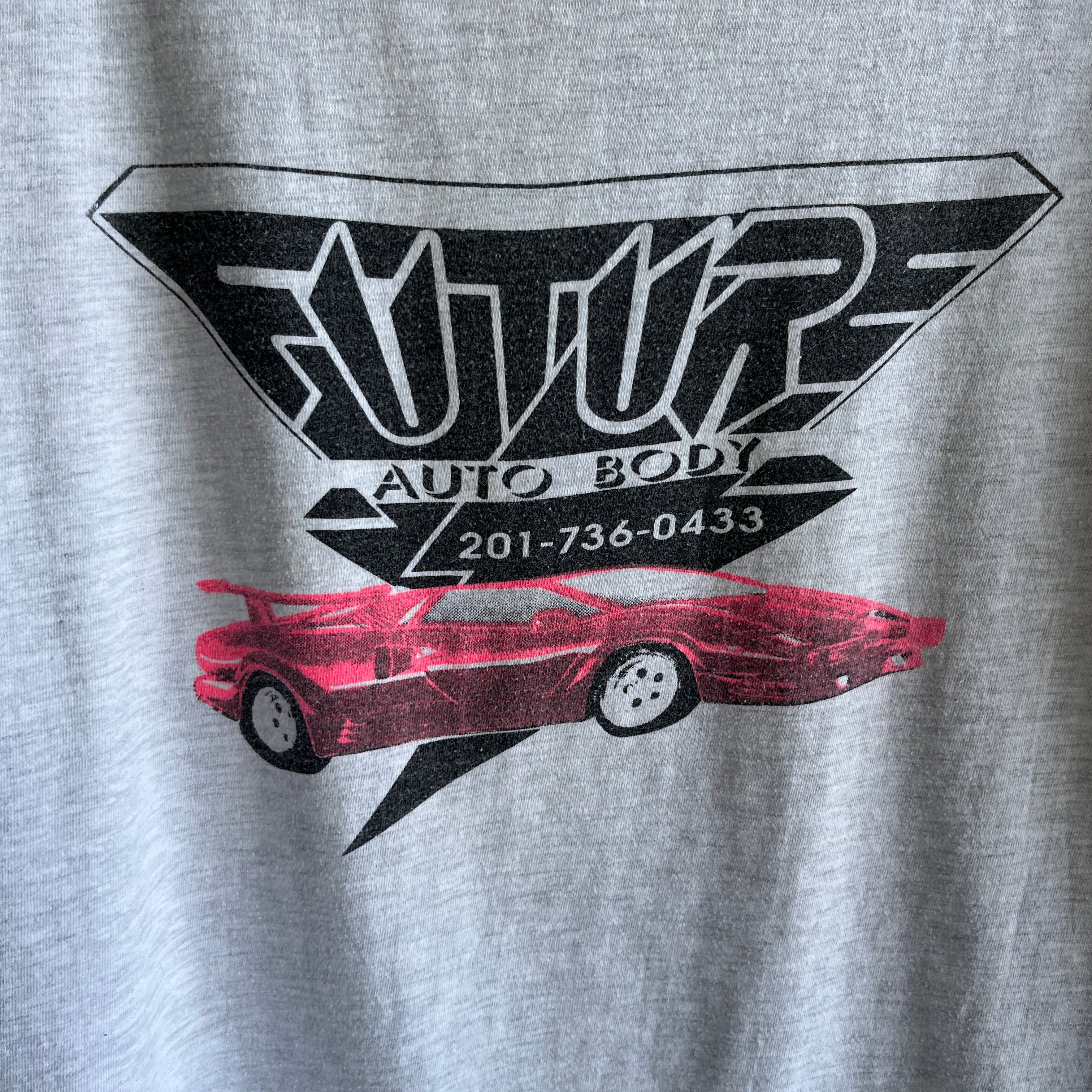 1980s Future Auto Body Cotton T-Shirt with an Excellent Backside