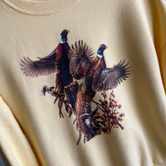 1980/90s Pheasants Buttery Yellow Sweatshirt