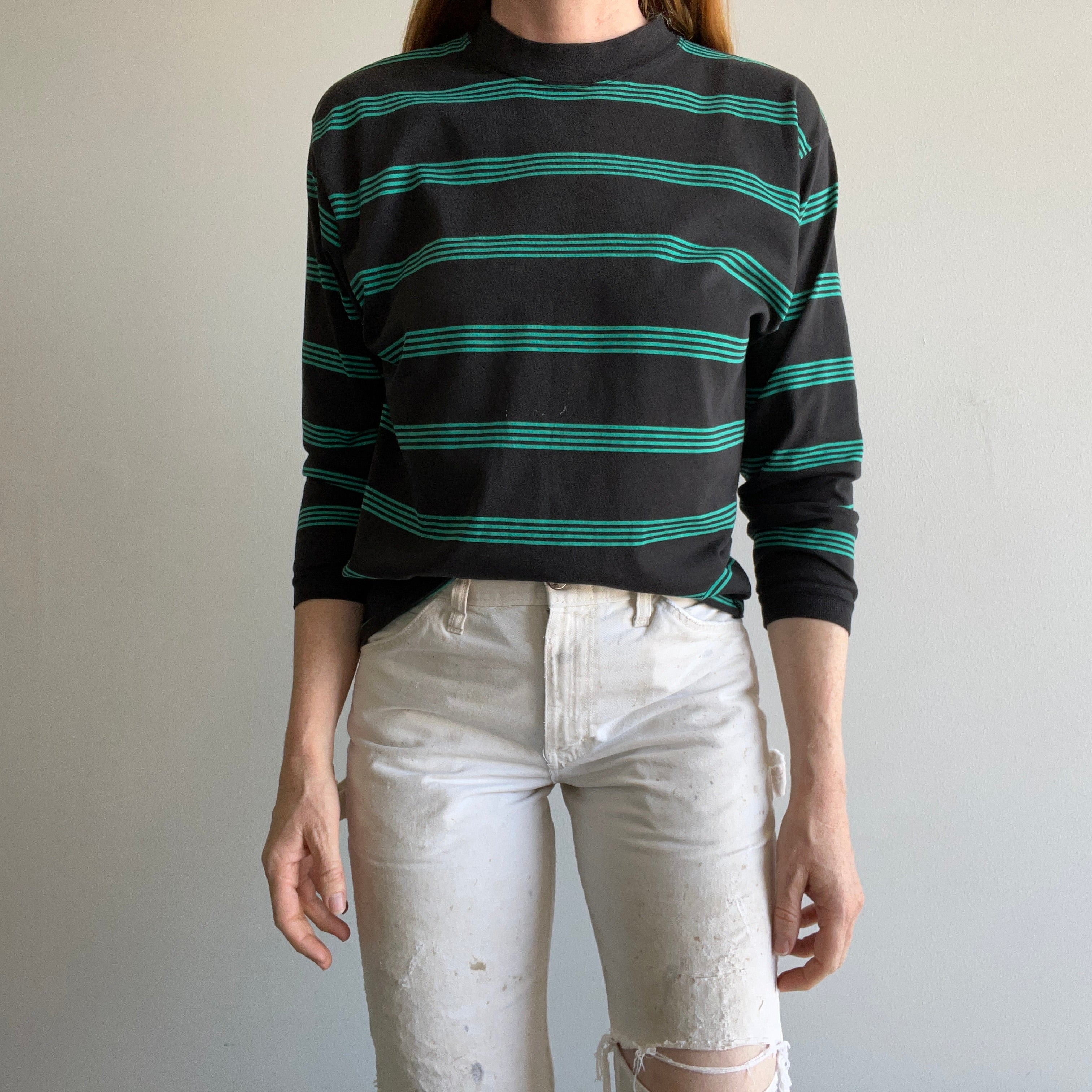 1980s Lee Brand Striped 3/4 Sleeve T-Shirt - YES PLEASE