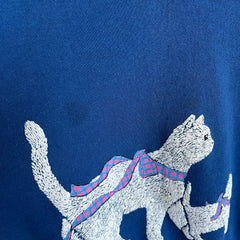 1980s Cats and Ribbons Wrap Around Sweatshirt - OMG