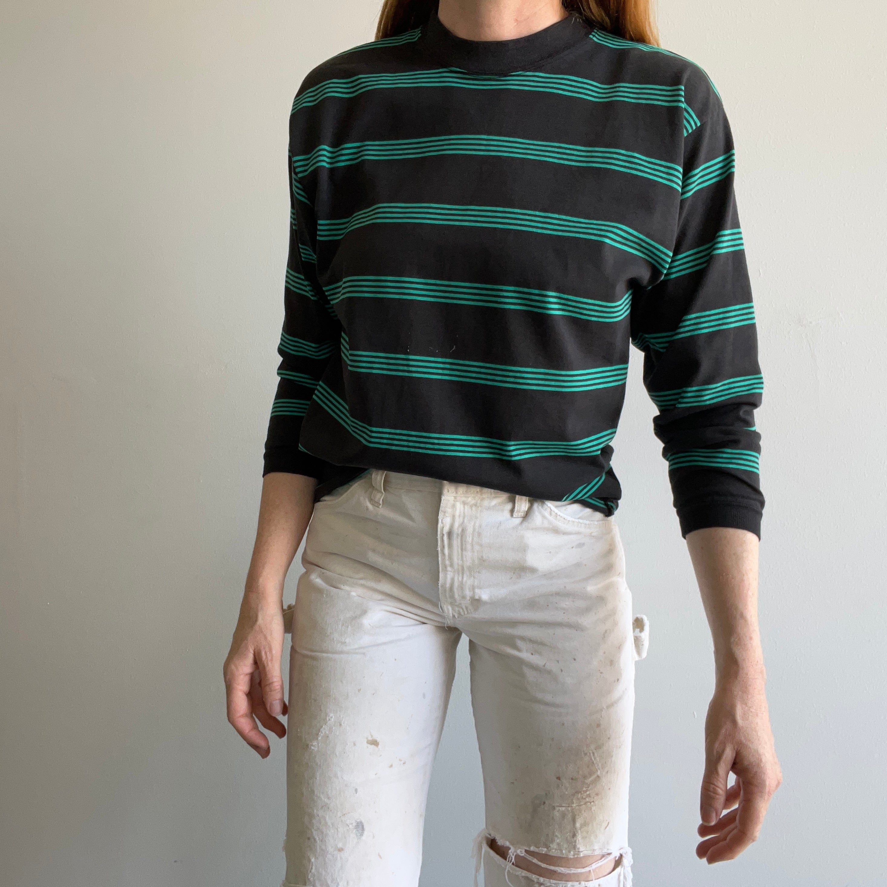 1980s Lee Brand Striped 3/4 Sleeve T-Shirt - YES PLEASE