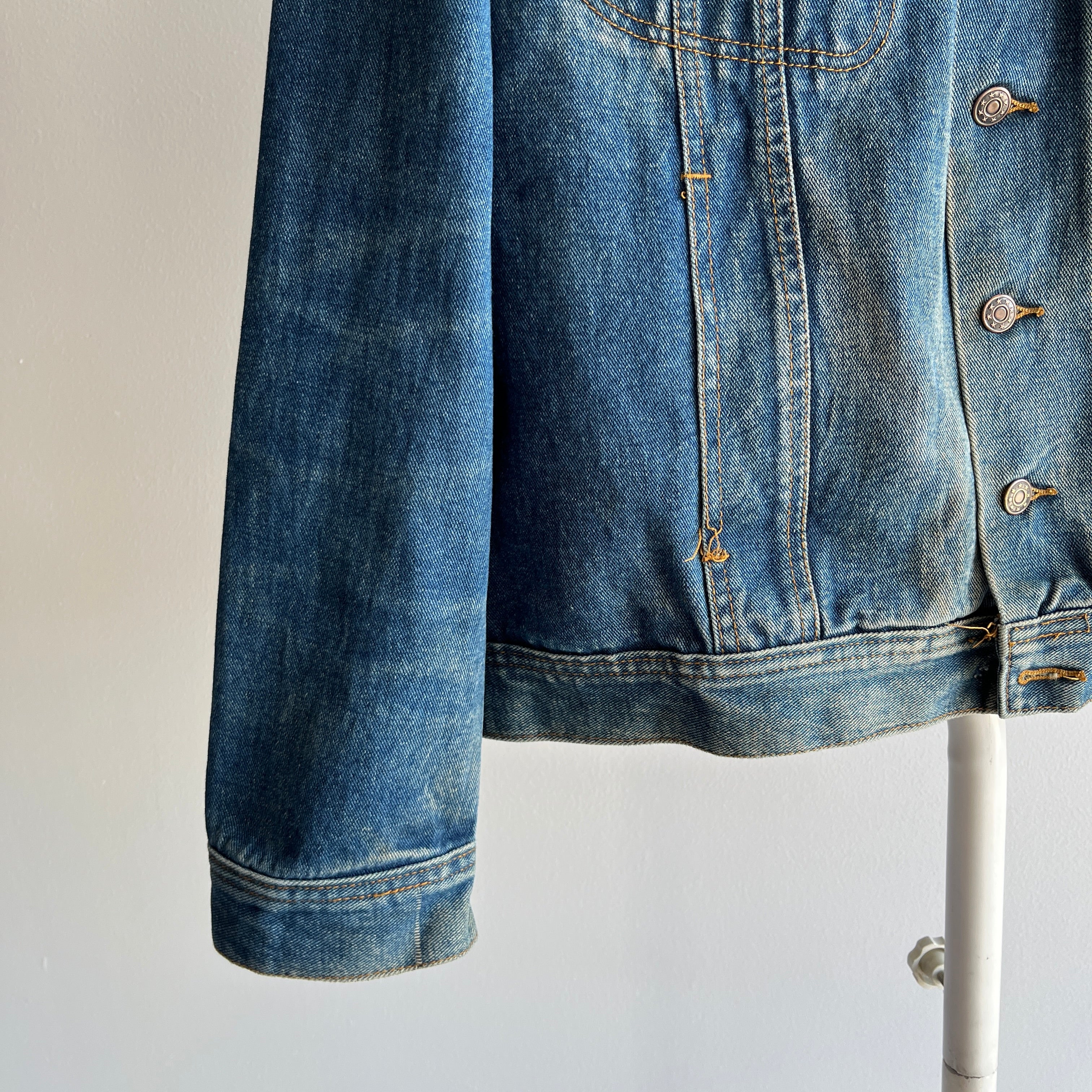 1980s John Paul Goebel Nicely Worn Denim Jean Jacket (Missing Bottom Button)