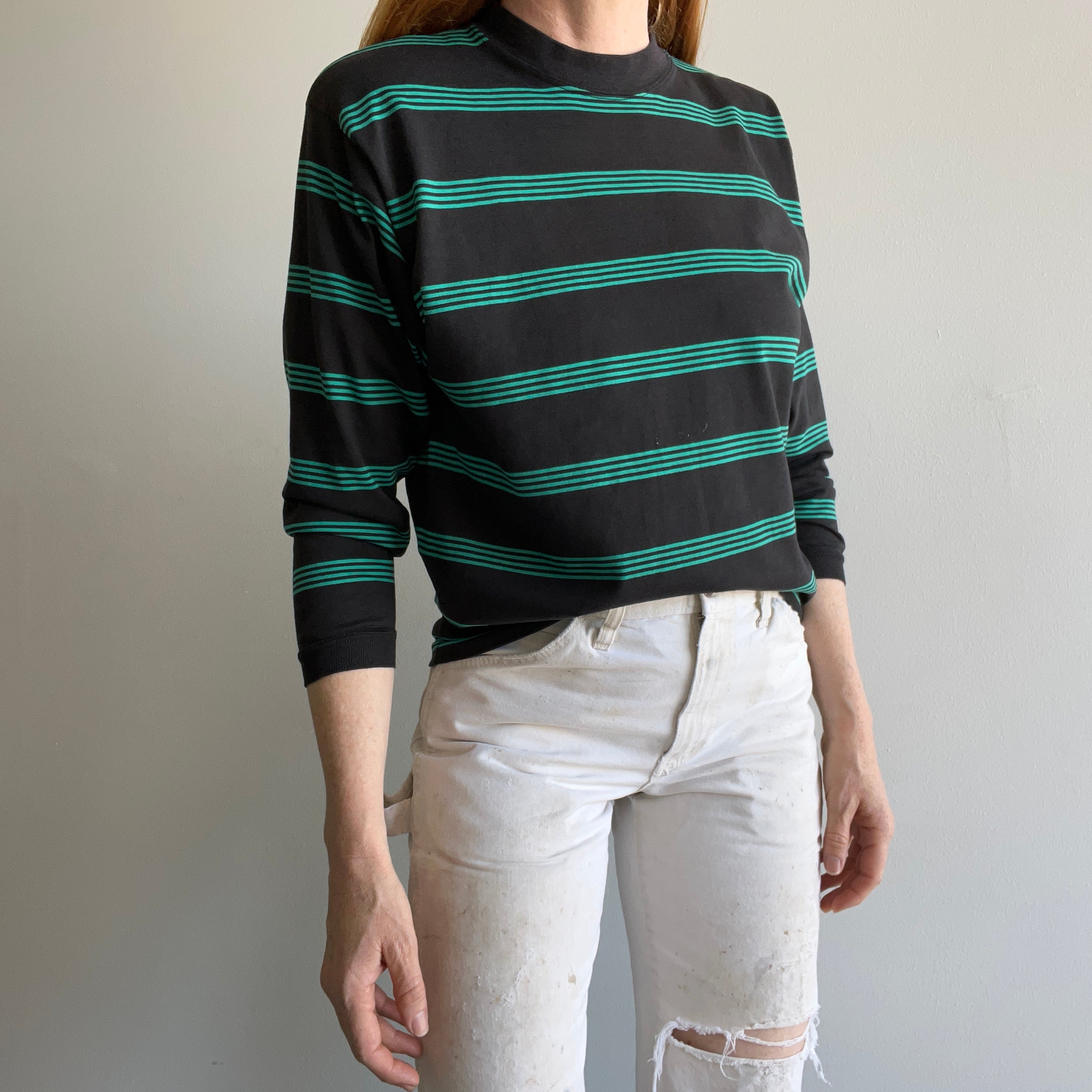 1980s Lee Brand Striped 3/4 Sleeve T-Shirt - YES PLEASE