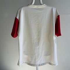 1990s Red and Off White Heavyweight Henley T-Shirt