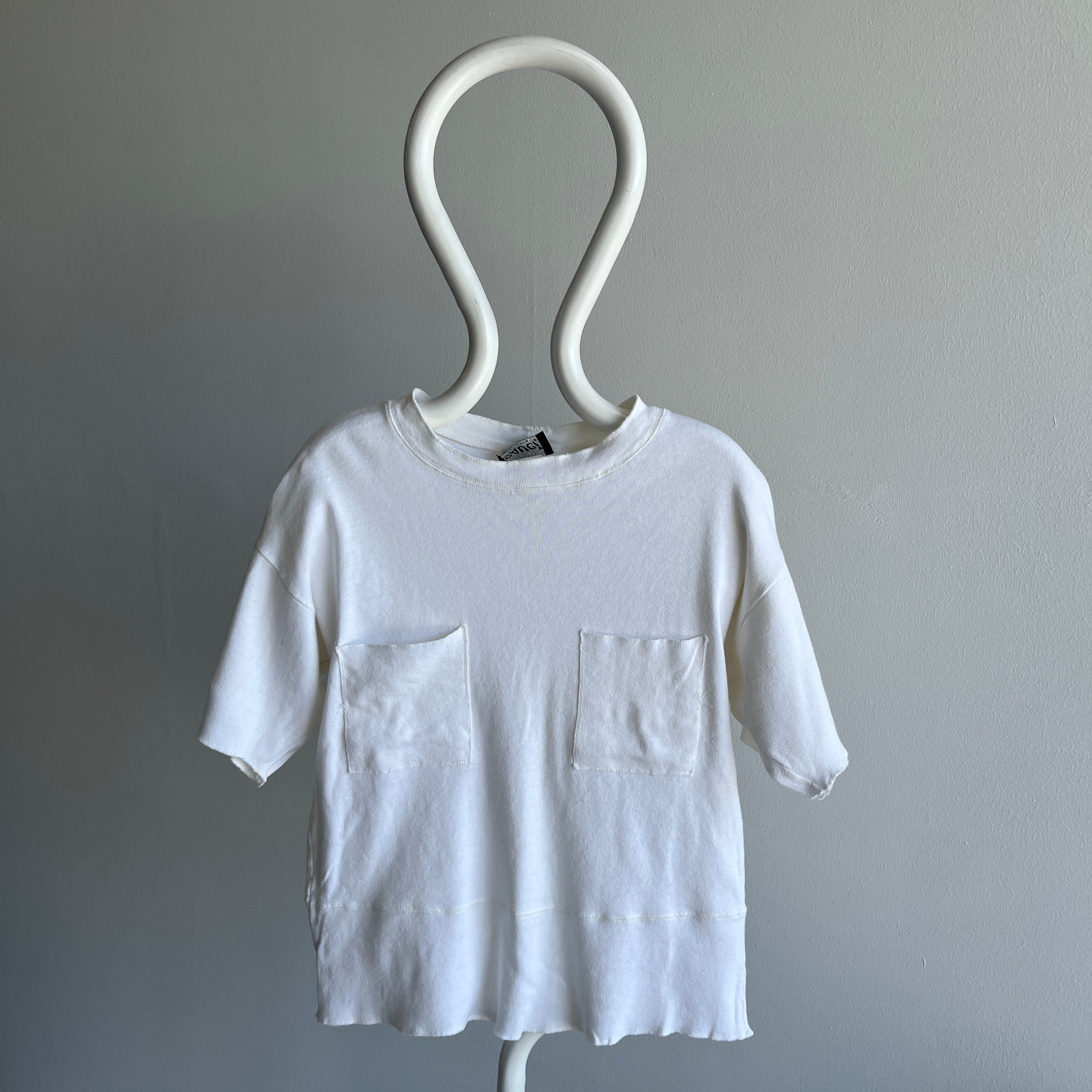 1980s Unusal Double Pocket Knit Cotton T-Shirt