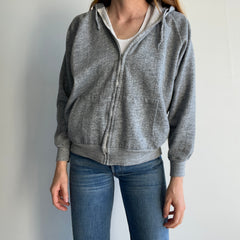 1970s Blank Gray Zip Up Hoodie - Made in Romania (IYKYK)