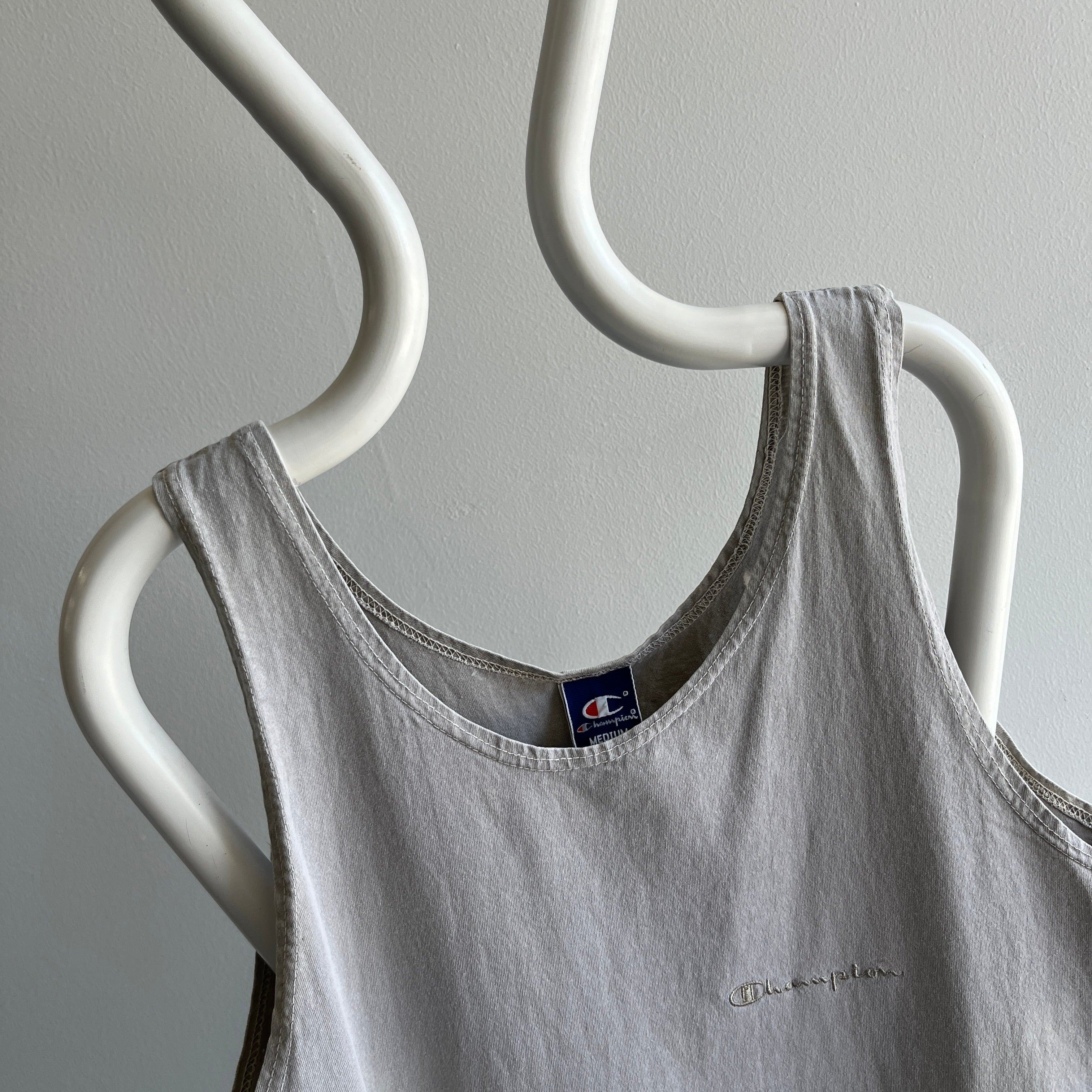 1980s Super Faded and Bleach Stained Cotton Tank by Champion Brand - USA Made