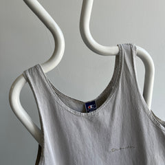 1980s Super Faded and Bleach Stained Cotton Tank by Champion Brand - USA Made