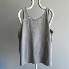 1980s Super Faded and Bleach Stained Cotton Tank by Champion Brand - USA Made