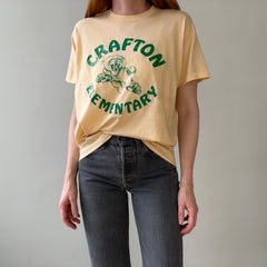 1970s Light Sand/Yellow Crafton Elementary T Shirt