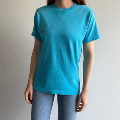 1980s Perfectly Tattered, Torn, Stained and Worn Turquoise FOTL T-Shirt