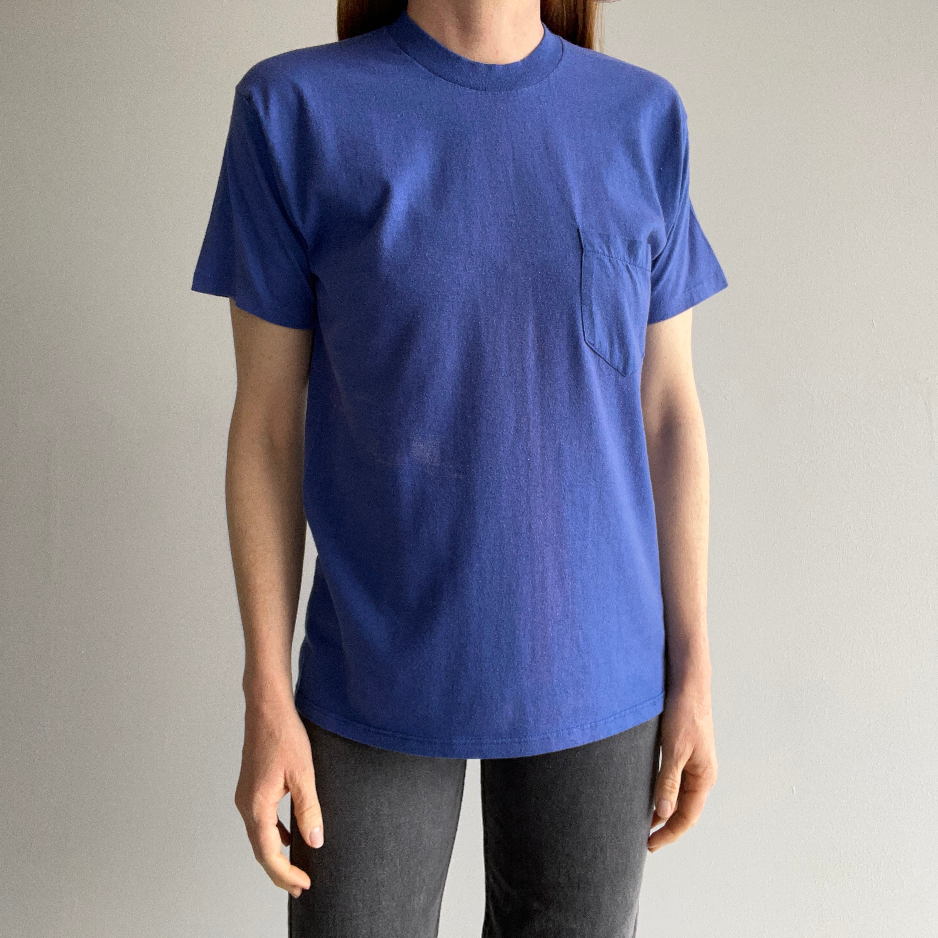 1980s Classic Royal Blue Triangle Pocket T-Shirt