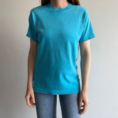 1980s Perfectly Tattered, Torn, Stained and Worn Turquoise FOTL T-Shirt