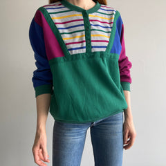 1980s Color Block Bonanza Henley Sweatshirt