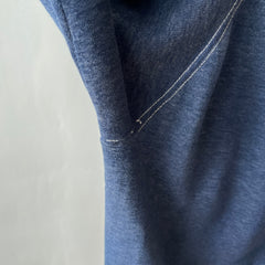 1970s Contrast Stitch Heather Blue Destroyed Raglan Sweatshirt