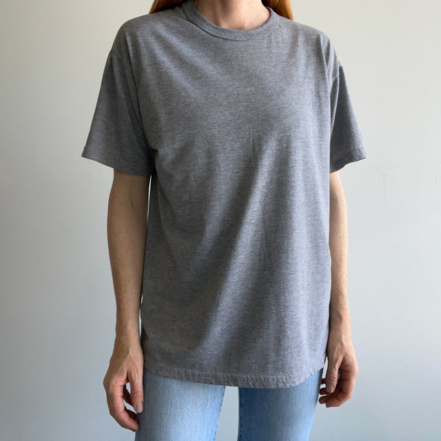 1980s Blank Gray Russell Rolled Neck Slouchy T-Shirt