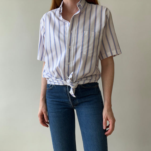 1980s "Lee" Striped Short Sleeve Button Up