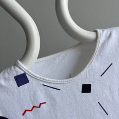 1980s Geometric Cotton T-Shirt with a Rolled Neck