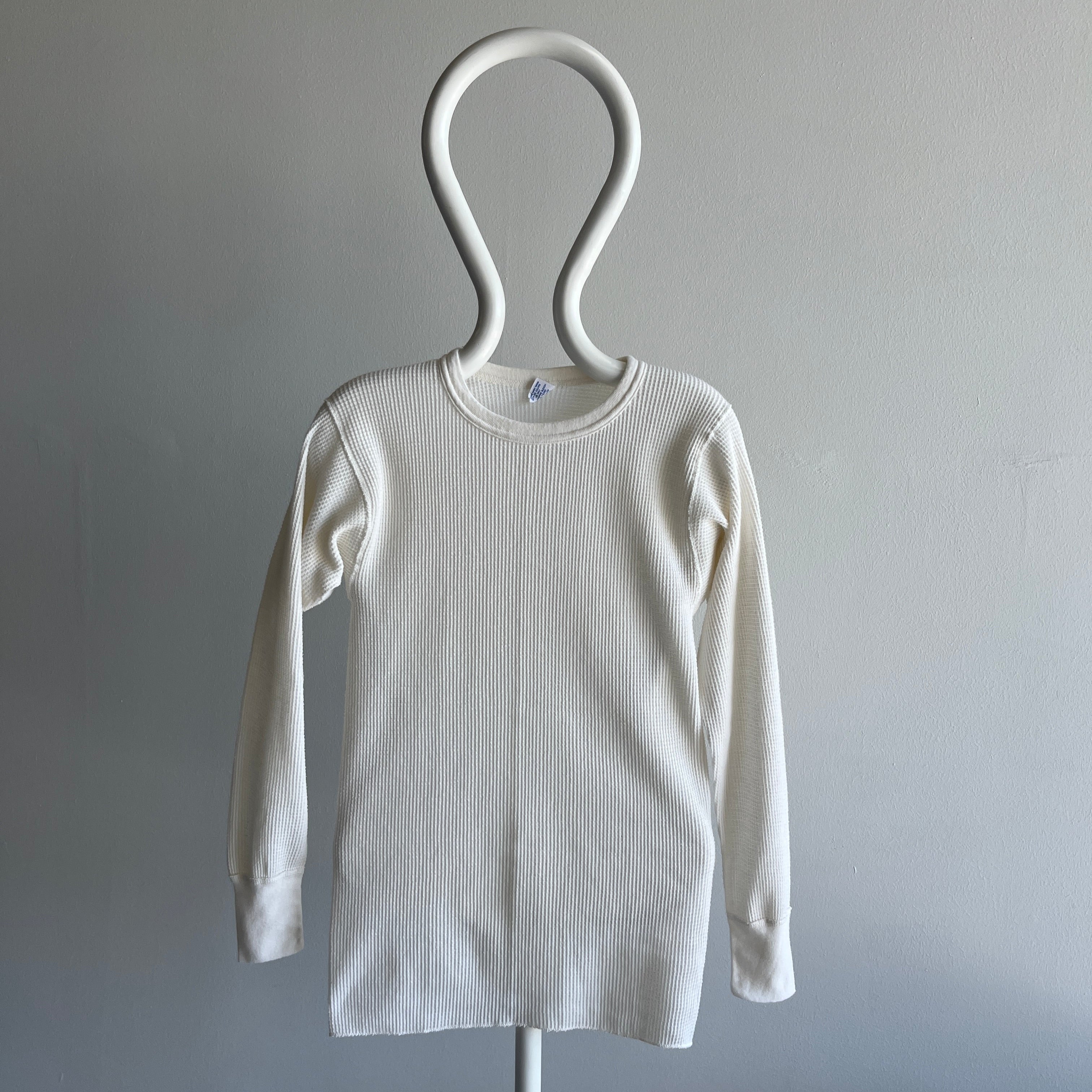 1980s Aged White/Ecru Waffle Knit Long John Thermal