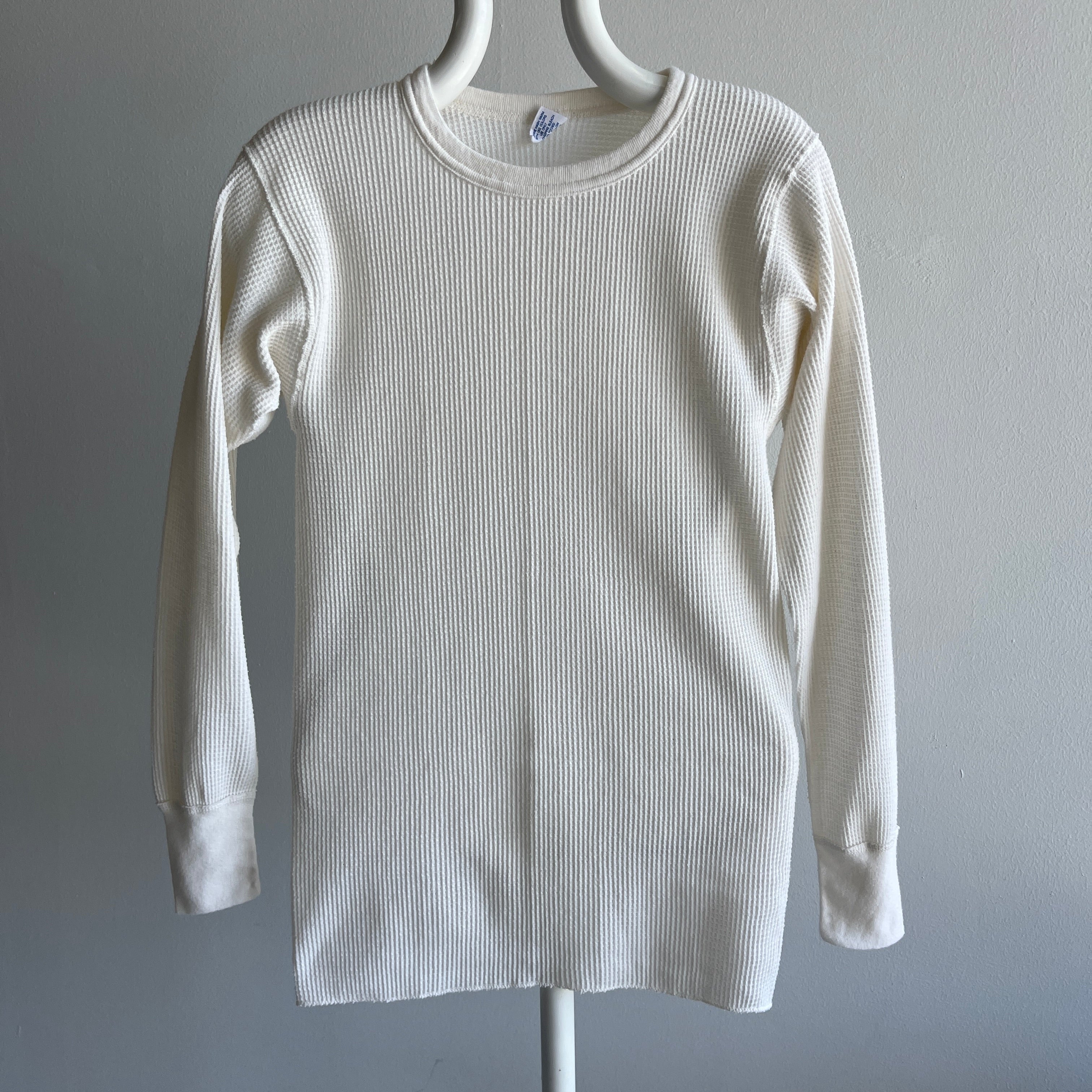 1980s Aged White/Ecru Waffle Knit Long John Thermal