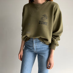 1990s Super Rad USMC Bleach, Paint and Other Stained Thinned Out Sweatshirt