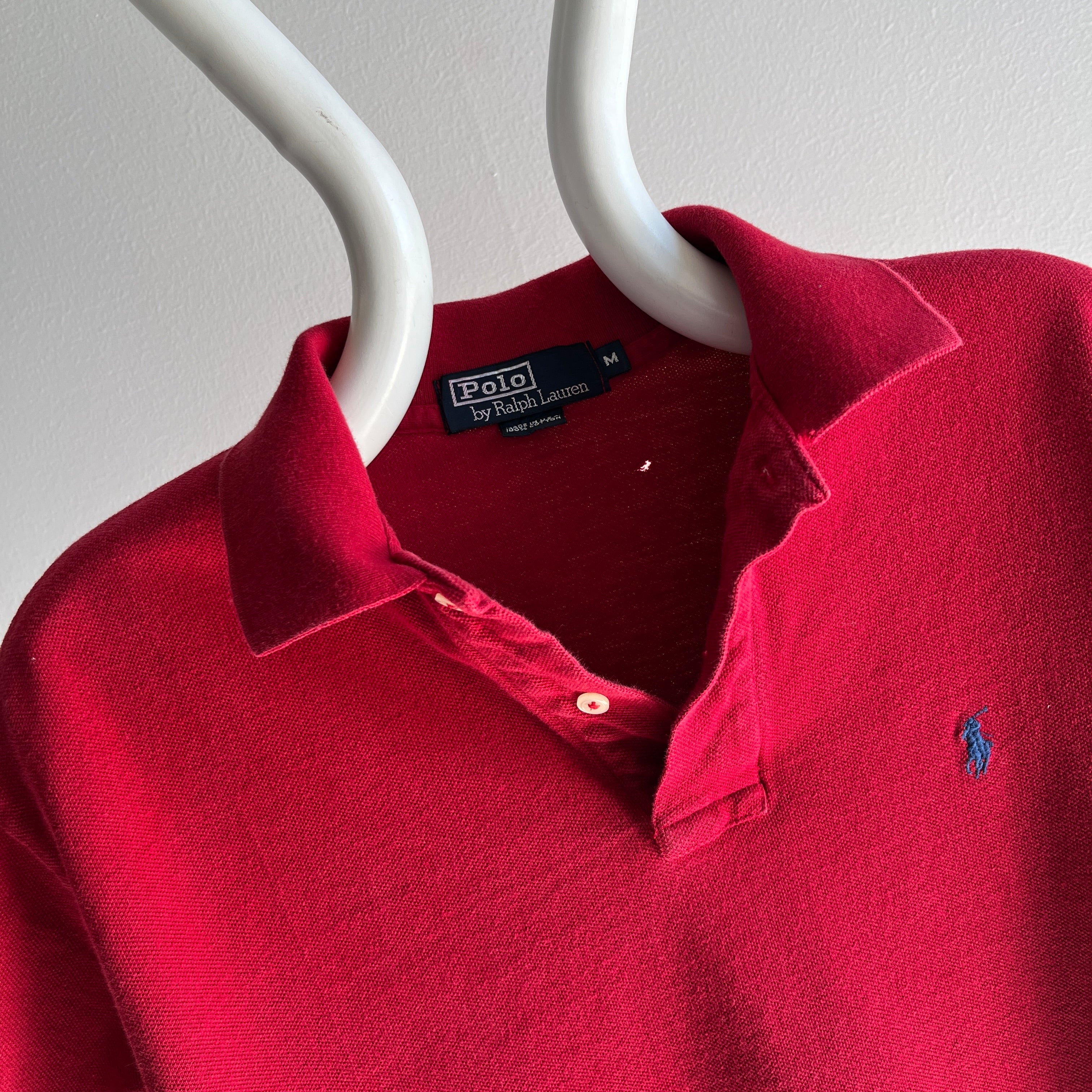 1980s USA Made Ralph Lauren Polo Shirt in a Rich Red