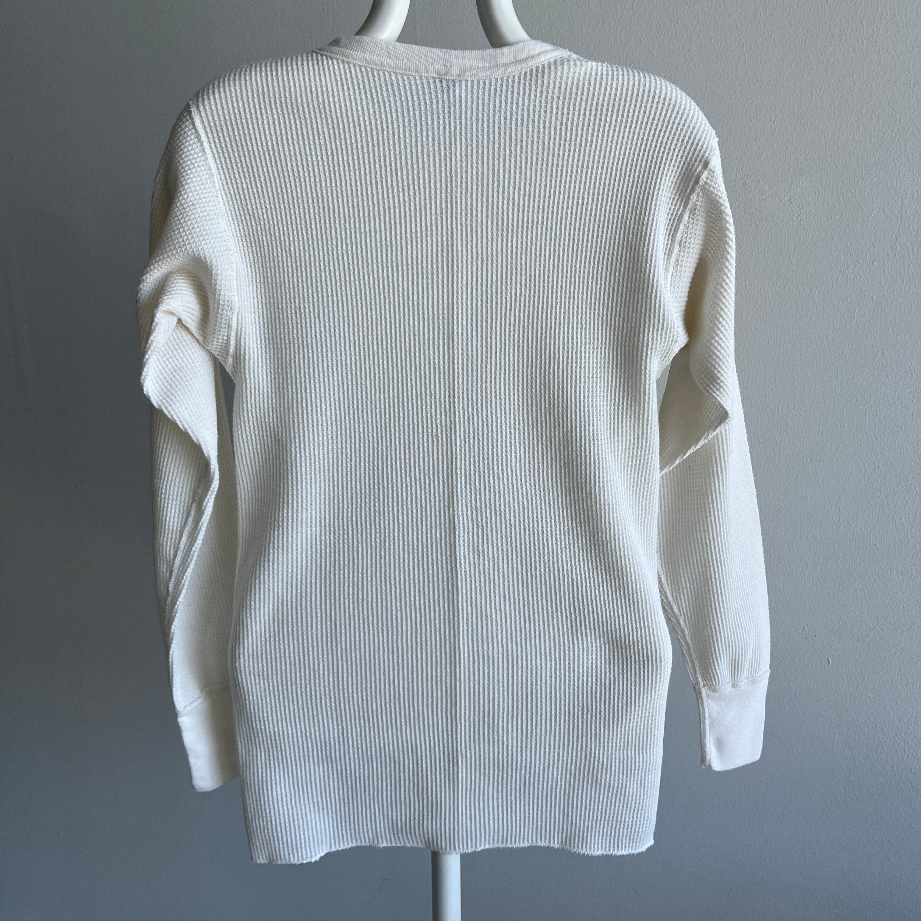 1980s Aged White/Ecru Waffle Knit Long John Thermal