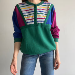 1980s Color Block Bonanza Henley Sweatshirt