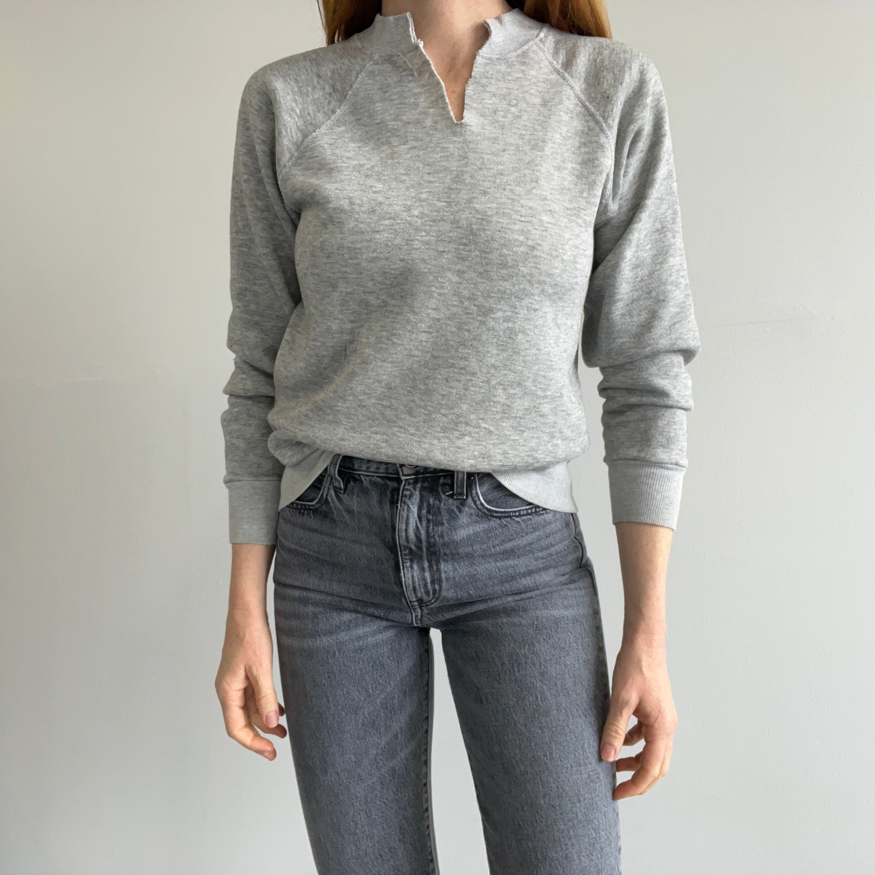 1980s Cut Neck Blank Gray by Steinwurtzel Sweatshirt