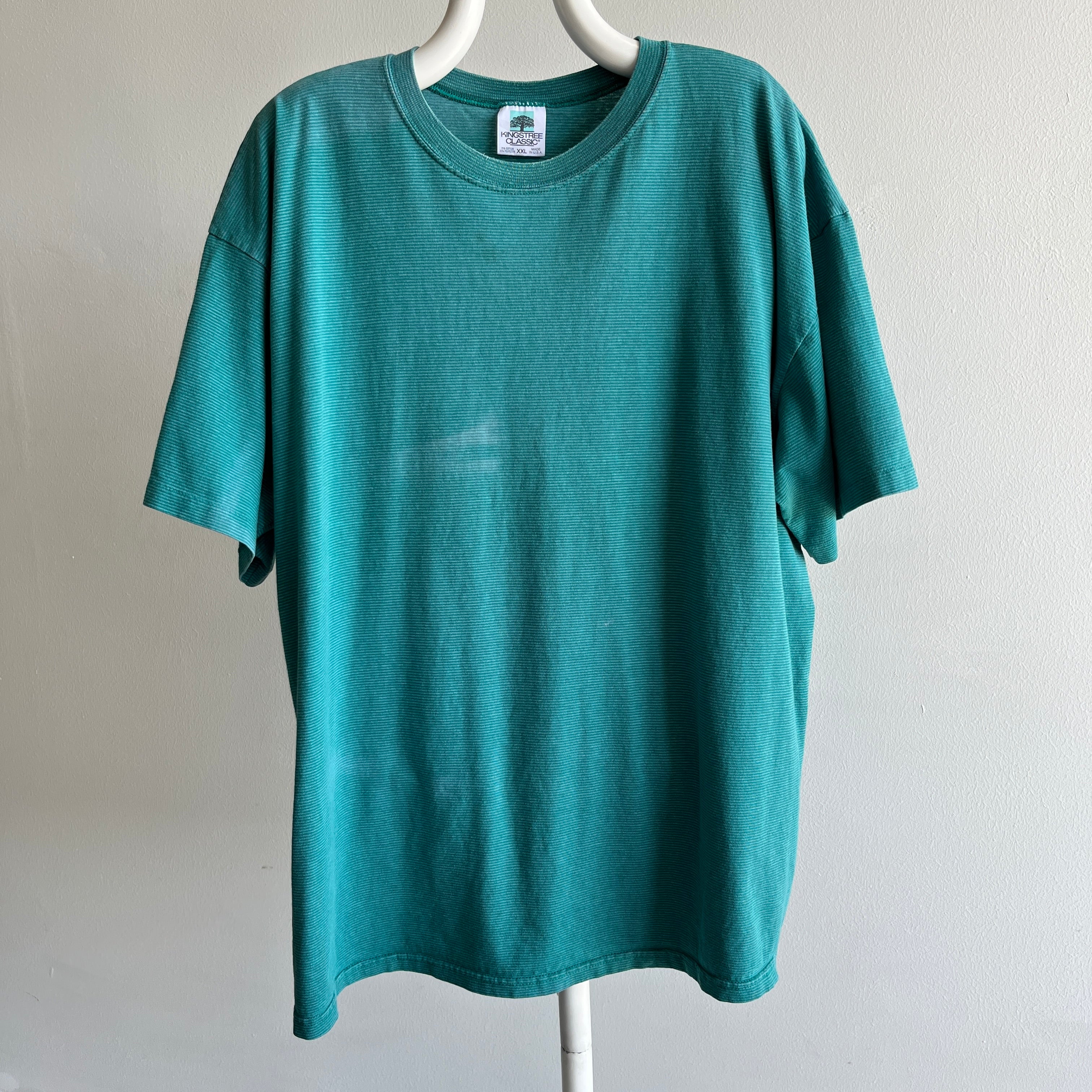 1990s Sun Faded and Pinstriped Cotton T-Shirt