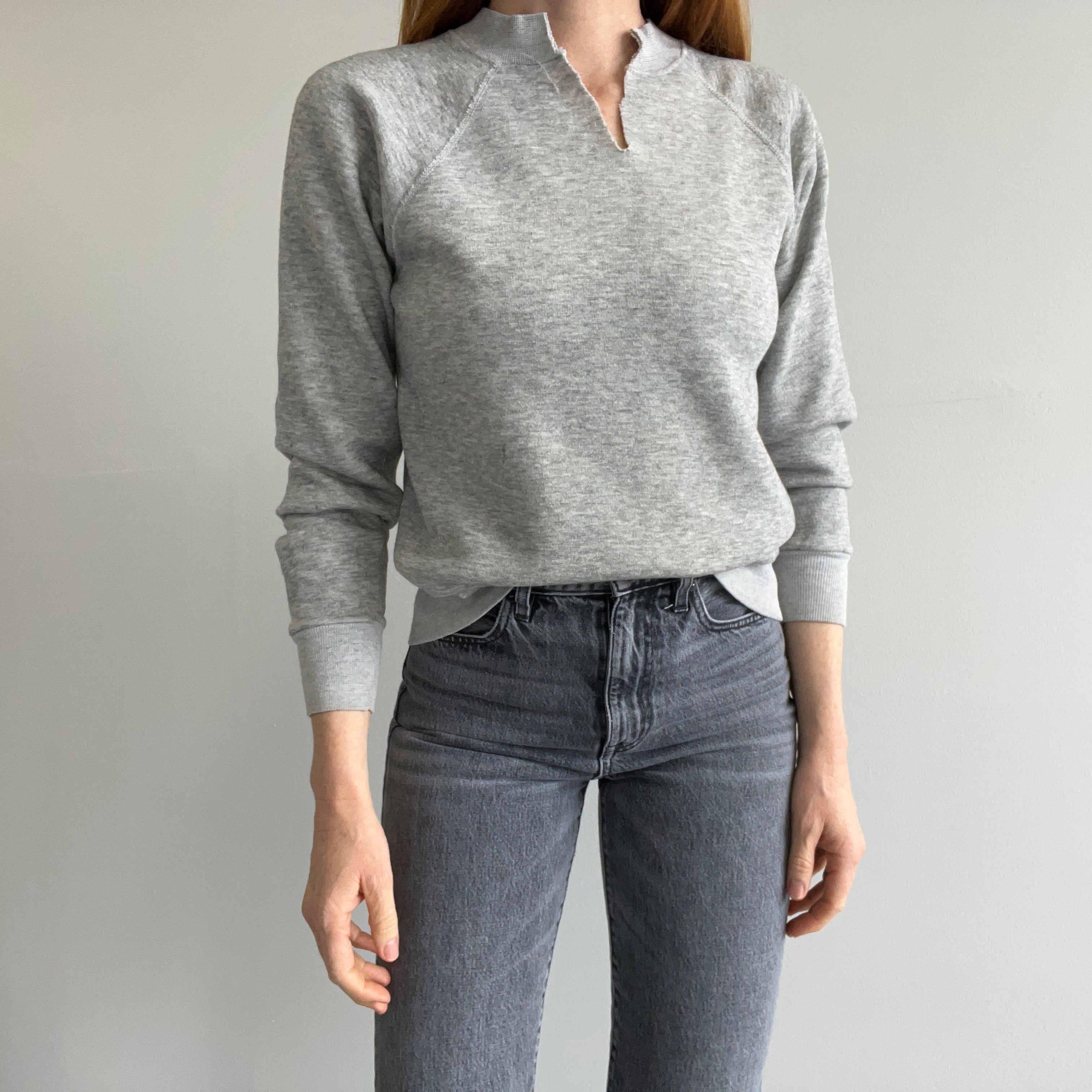 1980s Cut Neck Blank Gray by Steinwurtzel Sweatshirt